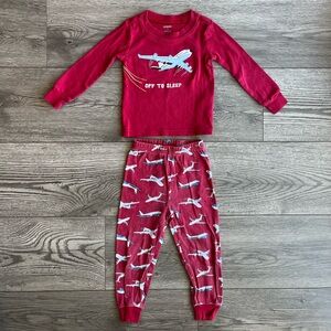 Gymboree Toddler Boy Off To Sleep Airplane Long Sleeve Pajama Set Red & Blue 2T